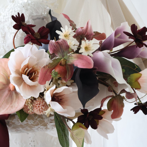 造花　ブーケ　マグノリア レンタルブーケ】マグノリア クラッチブーケ【花嫁 ウェディングブーケ