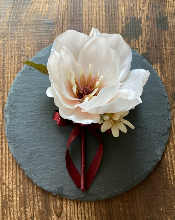 マグノリア アームブーケ 造花ウェディングブーケ 5枚目の画像