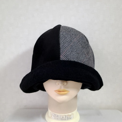 魅せる帽子☆ふんわり軽い♪あったかウールのグラデーションクロッシュ～ブラック&グレー 10枚目の画像