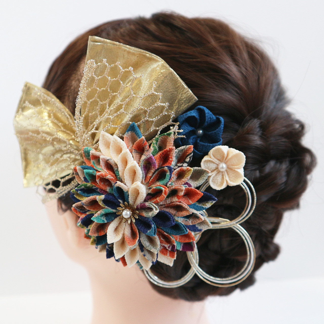 つまみ細工　髪飾り【B-01】青系　成人式　卒業式　和装　七五三 5,070円