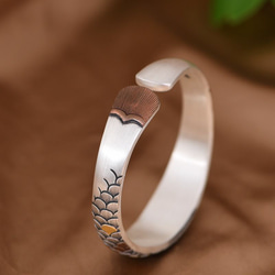 純銀製の鯉バングル - 和風デザインで手元を華やかにB061 4枚目の画像