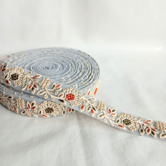 【50cm】【25mm幅】細め　インド刺繍リボン　カラフル　フラワー　ハンドメイド　手芸 R044 10枚目の画像
