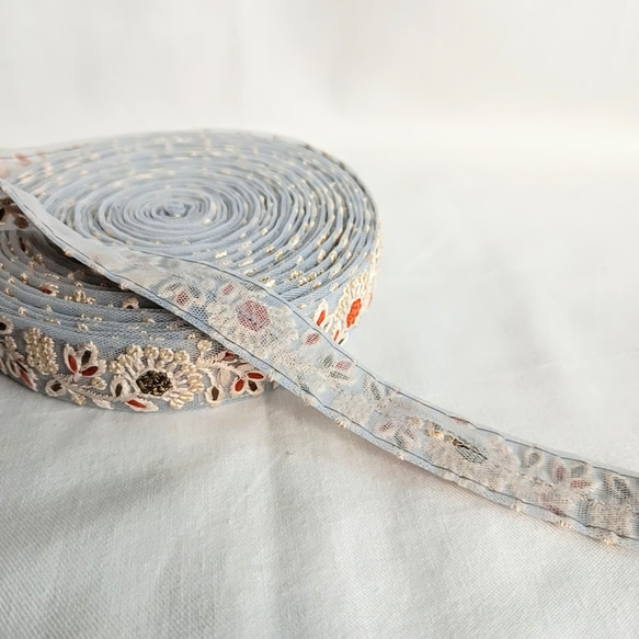 【50cm】【25mm幅】細め　インド刺繍リボン　カラフル　フラワー　ハンドメイド　手芸 R044 11枚目の画像