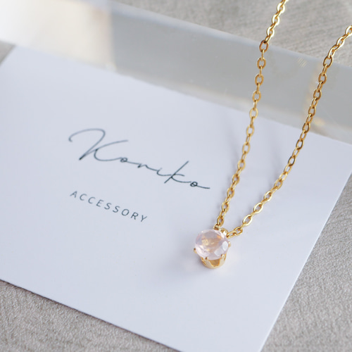 ローズクォーツの一粒ネックレス ローズクオーツ ゴールド シルバー