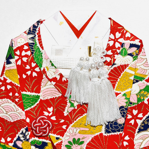 着物のお祝い袋659 ペア ご祝儀袋 扇子 枝垂れ桜 赤地 ご祝儀袋・袱紗