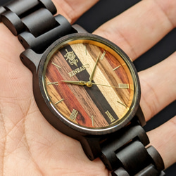 【木製腕時計】EINBAND Reise Mix Wood × Sandalwood 5種類の木 木の時計【40mm】 4枚目の画像
