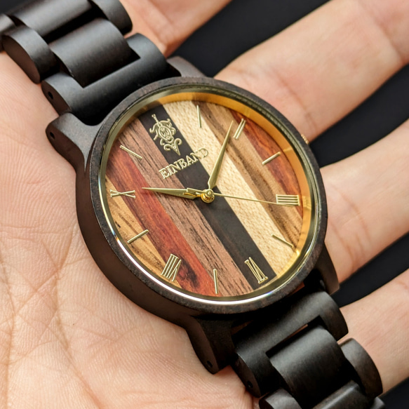 【木製腕時計】EINBAND Reise Mix Wood × Sandalwood 5種類の木 木の時計【40mm】 4枚目の画像