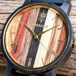 【木製腕時計】EINBAND Reise Mix Wood × Sandalwood 5種類の木 木の時計【40mm】 2枚目の画像