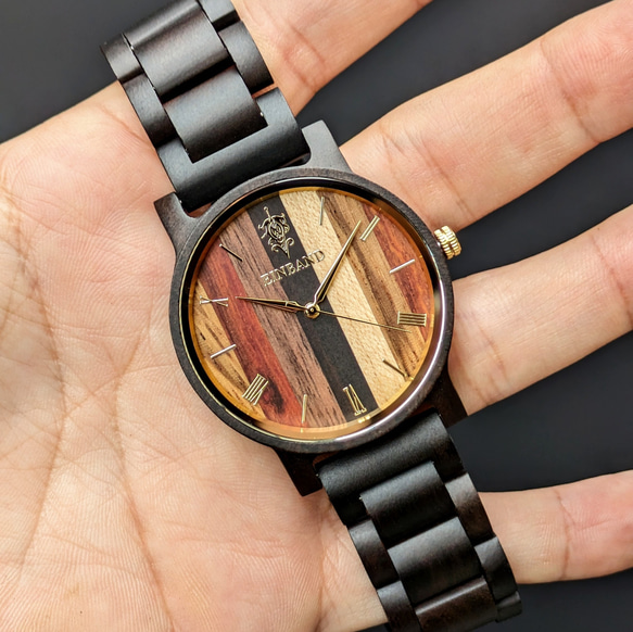 【木製腕時計】EINBAND Reise Mix Wood × Sandalwood 5種類の木 木の時計【40mm】 5枚目の画像