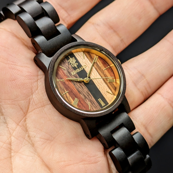 【木製腕時計】EINBAND Reise Mix Wood × Sandalwood 5種類の木 木の時計 【32mm】 4枚目の画像