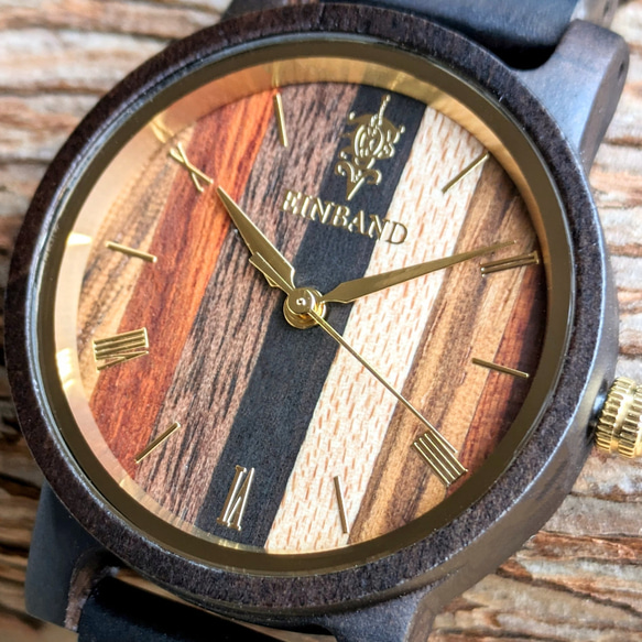 【木製腕時計】EINBAND Reise Mix Wood × Sandalwood 5種類の木 木の時計 【32mm】 2枚目の画像