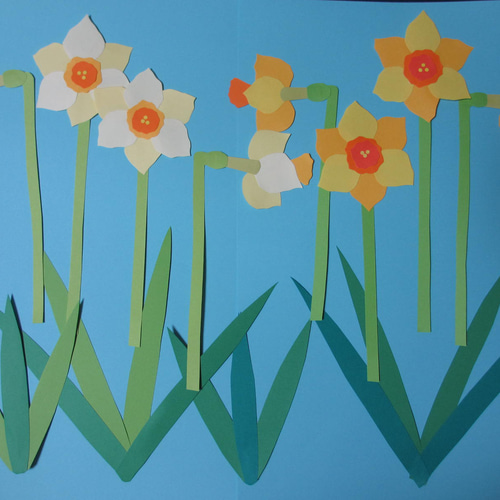 水仙（群生ver.）〈春の壁面〉 画用紙 壁面飾り 保育園・幼稚園