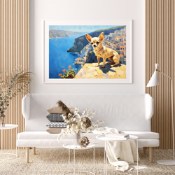 【地中海の海沿いの町 - チワワ犬 No.2】A2アートポスター 犬の絵 犬の絵画 犬のイラスト 7枚目の画像