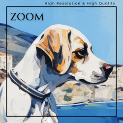 【地中海の海沿いの町 - イングリッシュポインター犬 No.1】A2アートポスター 犬の絵 犬の絵画 犬のイラスト 3枚目の画像