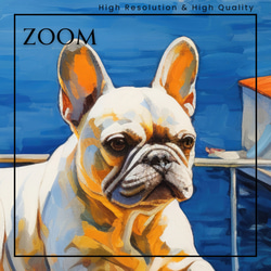【地中海の海沿いの町 - フレンチブルドッグ犬 No.1】A2アートポスター 犬の絵 犬の絵画 犬のイラスト 3枚目の画像