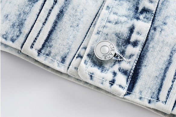 メンズ・レディース兼用·水洗いレトロなリバーシブルコートスタッズチェックデニムジャケット W159 12枚目の画像