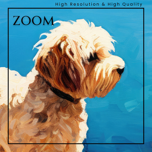 【地中海の海沿いの町 - ゴールデンドゥードル犬 No.1】A2アートポスター 犬の絵 犬の絵画 犬のイラスト 3枚目の画像