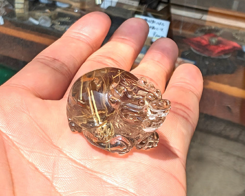 ロングイ　【龍亀】タイチンルチルクォーツ 正財運を高める最強風水アイテム】タイチンルチルクォーツ 龍亀