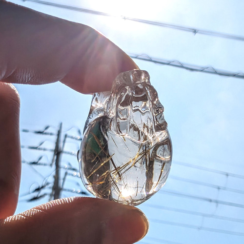 圧巻の迫力】ゴールドタイチンルチル クォーツ 龍亀 ロングイ Lng3