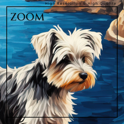 【地中海の海沿いの町 - シュナウザー犬 No.2】A2アートポスター 犬の絵 犬の絵画 犬のイラスト 3枚目の画像