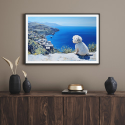 【地中海の海沿いの町 - シーズー犬 No.1】A2アートポスター 犬の絵 犬の絵画 犬のイラスト 8枚目の画像