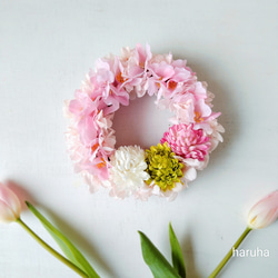 桜リース 春色アーティフィシャルフラワープリザーブドフラワー お花見 6枚目の画像