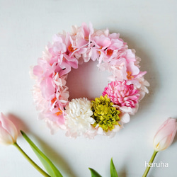 ひな祭りリース 桃の花とお雛様アートフラワーリース リース おはな