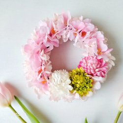桜リース 春色アーティフィシャルフラワープリザーブドフラワー お花見 8枚目の画像