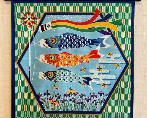 1476 ５月の鯉のぼり 猫絵 原画 シーグラスアート インテリア 玄関飾り 3deedb7c994e6491b0fce54fac118d