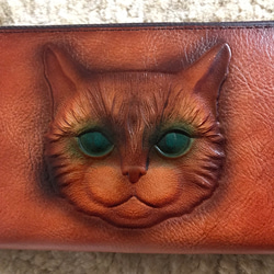 新作品 1点限定 猫 ねこ イタリアンレザー メンズ 牛革本革 長