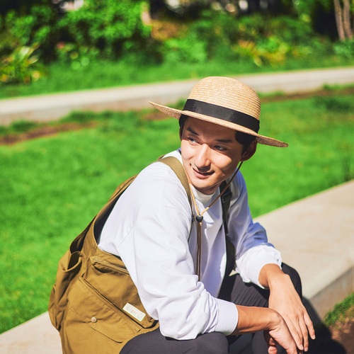 ロジャー Roger 麦わら 男女兼用 つば広丸型ハット ブラック 57cm [UK