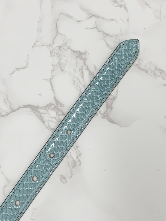 日本製　上質　パイソン　２０mm巾　ベルト　ダイヤモンドパイソン　蛇革　フリーサイズ　エキゾチックレザー 5枚目の画像