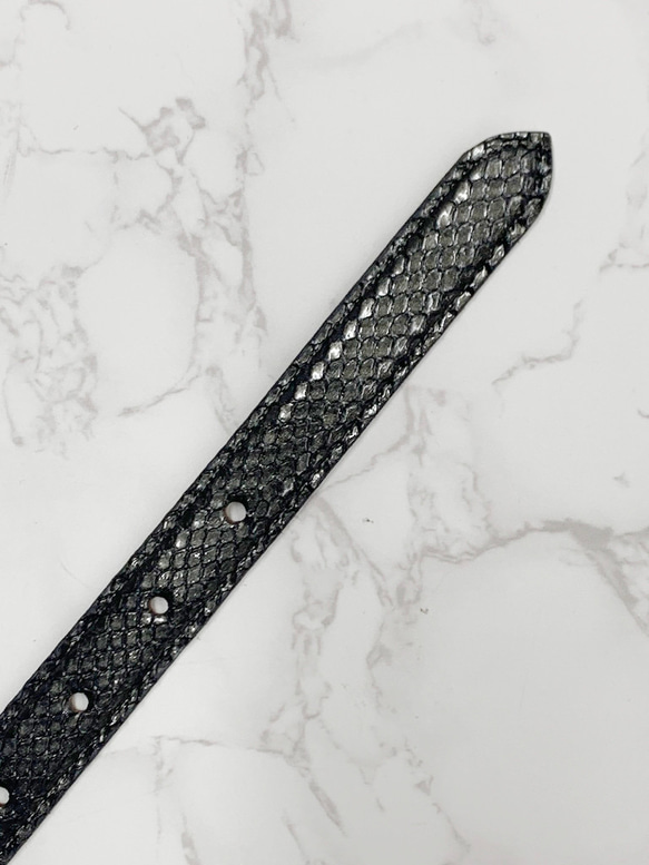 日本製　上質　パイソン　２０mm巾　ベルト　ダイヤモンドパイソン　蛇革　フリーサイズ　エキゾチックレザー 4枚目の画像