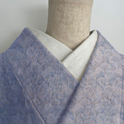 半衿 花七宝のコットンレース 刺繍 白 半襟 洗える エンブロイダリー 市松 2枚目の画像