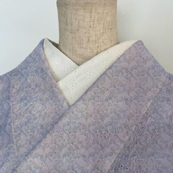 半衿 花七宝のコットンレース 刺繍 白 半襟 洗える エンブロイダリー 市松 4枚目の画像