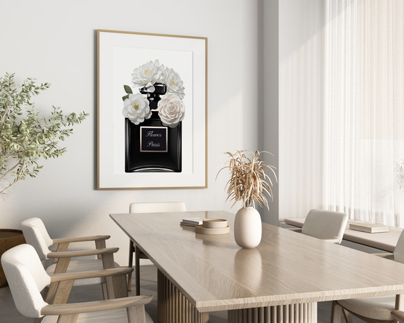 black perfume flower bottle | 香水シリーズ | f0387 | サイズ選択 | 光沢紙 7枚目の画像