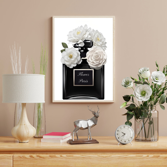 black perfume flower bottle | 香水シリーズ | f0387 | サイズ選択 | 光沢紙 1枚目の画像