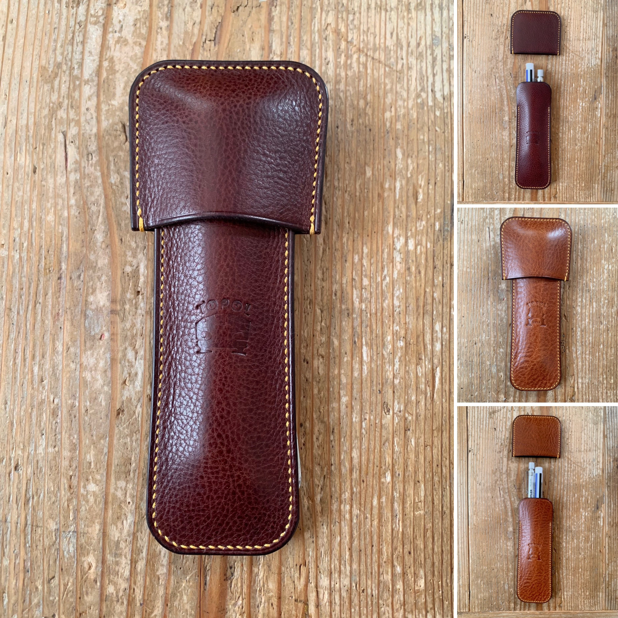 手縫いで創った革の蓋付きペンケース・音叉ケース 『Pentopo Cappello  - Topolino 241』