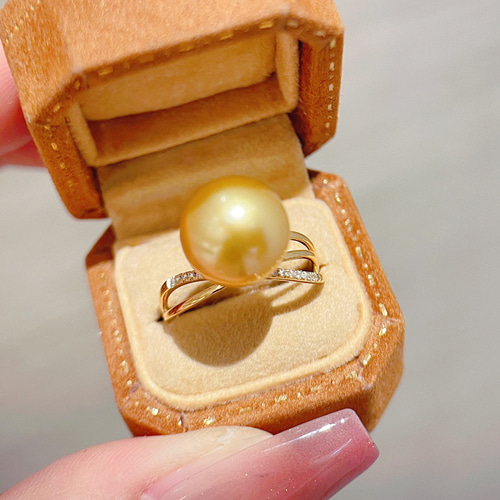 本真珠南洋白蝶真珠シルバーとゴールド「鳥と枝」s925リングY888 高級】南洋白蝶真珠 リングk18 指輪・リング パール大好き(購入前に