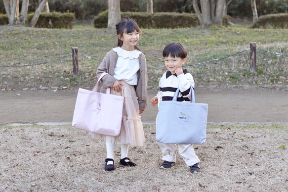 【お名前刺繍入り】レッスンバッグ 絵本袋　名入れ　入園　入学　マザーズバッグ　サブバッグ　日本製 11枚目の画像