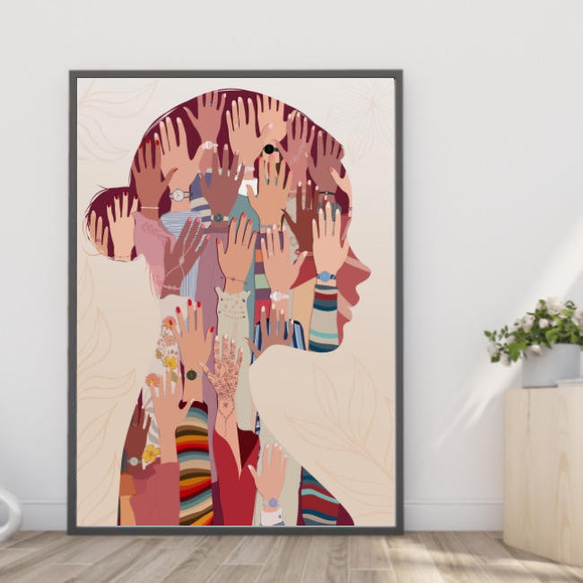 額装済作品/インテリア/人間とネズミ/カタリーナ フリッチ/アートポスター 送料無料】A3・A4ポスター【絆・人を支えるみんなの手】インテリア