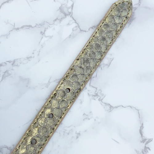 日本製 上質 20mm巾 ダイヤモンド パイソン ゴールド蛇革 ベルト