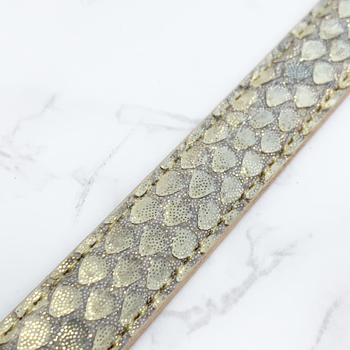 日本製 上質 20mm巾 ダイヤモンド パイソン ゴールド蛇革 ベルト