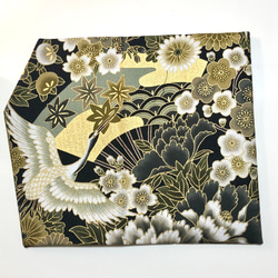慶弔両用袱紗◆優美な鶴と金扇　ゴールド 3枚目の画像
