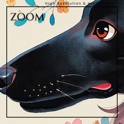【花とアフガンハウンド犬の夢の世界 No.3】アートポスター 犬の絵 犬の絵画 犬のイラスト 3枚目の画像