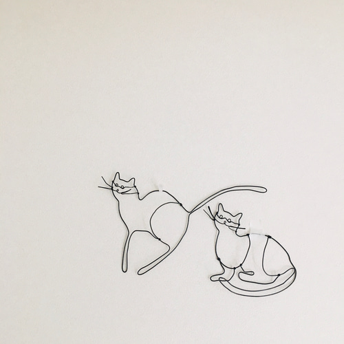ワイヤーアート ワイヤークラフト 猫 ねこ ネコ ウォール