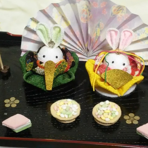 お値下げ❗️豆雛セット うさぎのお雛様セット（13）初節句 桃の節句