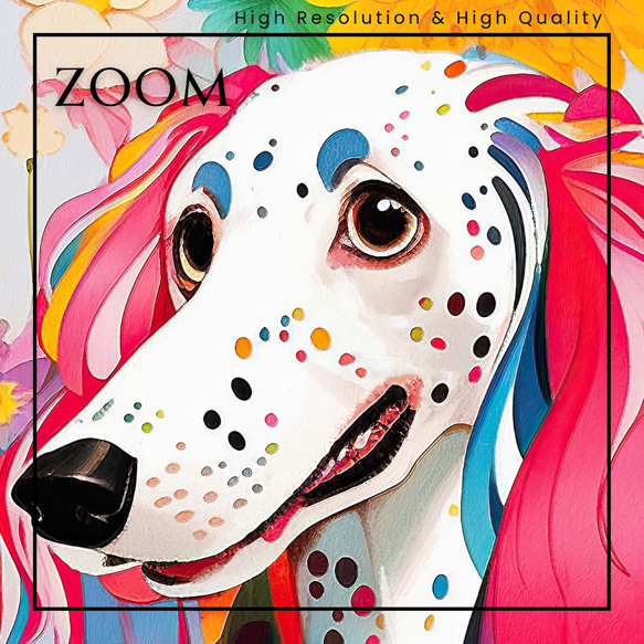【花とアフガンハウンド犬の夢の世界 No.6】アートポスター 犬の絵 犬の絵画 犬のイラスト 3枚目の画像