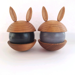 ウサギの耳がかわいい♡小物入れになる木製キャンドルカバー＆アロマキャンドルセット【サクラ×ぐれー】オリジナデザイン♡ 2枚目の画像