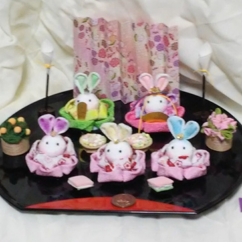 豆雛セット うさぎのお雛様セット（11）初節句 桃の節句 ちりめん